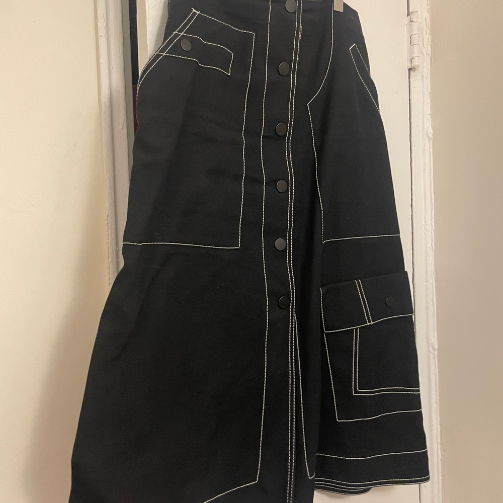 3.1 Phillip Lim Black Skirt with White Stitch Detail